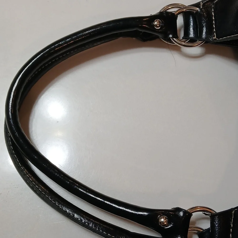 Beverly Hills Polo Club black patent leather shoulder bag. Vintage
